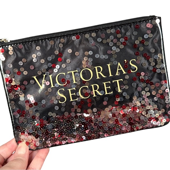 NEW Victoria’s Secret Striped Sequin Tote Bag with matching Wristlet NWT - Picture 3 of 4